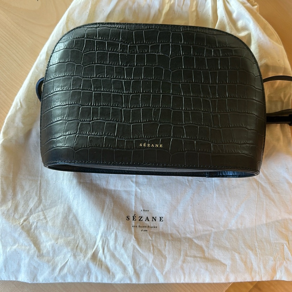 Sézane Black Croc Crossbody
